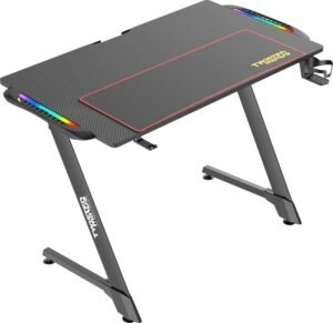 TWISTED MINDS Z SHAPED GAMING DESK CARBON FIBER TEXTURE - RGB