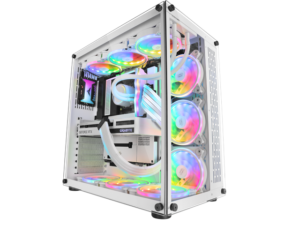 Custom PC “Fortress White RGB” Computer Case (6*120mm ARGB Fans)