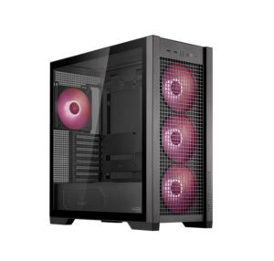 ASUS TUF Gaming GT302 ARGB ATX Mid-Tower Case Four 140 x 28 mm ARGB fans for high airflow and static pressure, interchangeable side panel, detachable top panel, hidden-connector motherboard support