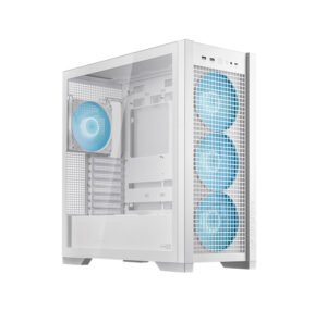 ASUS TUF Gaming GT302 ARGB ATX Mid-Tower Case Four 140 x 28 mm ARGB fans for high airflow and static pressure, interchangeable side panel, detachable top panel, hidden-connector motherboard support - White